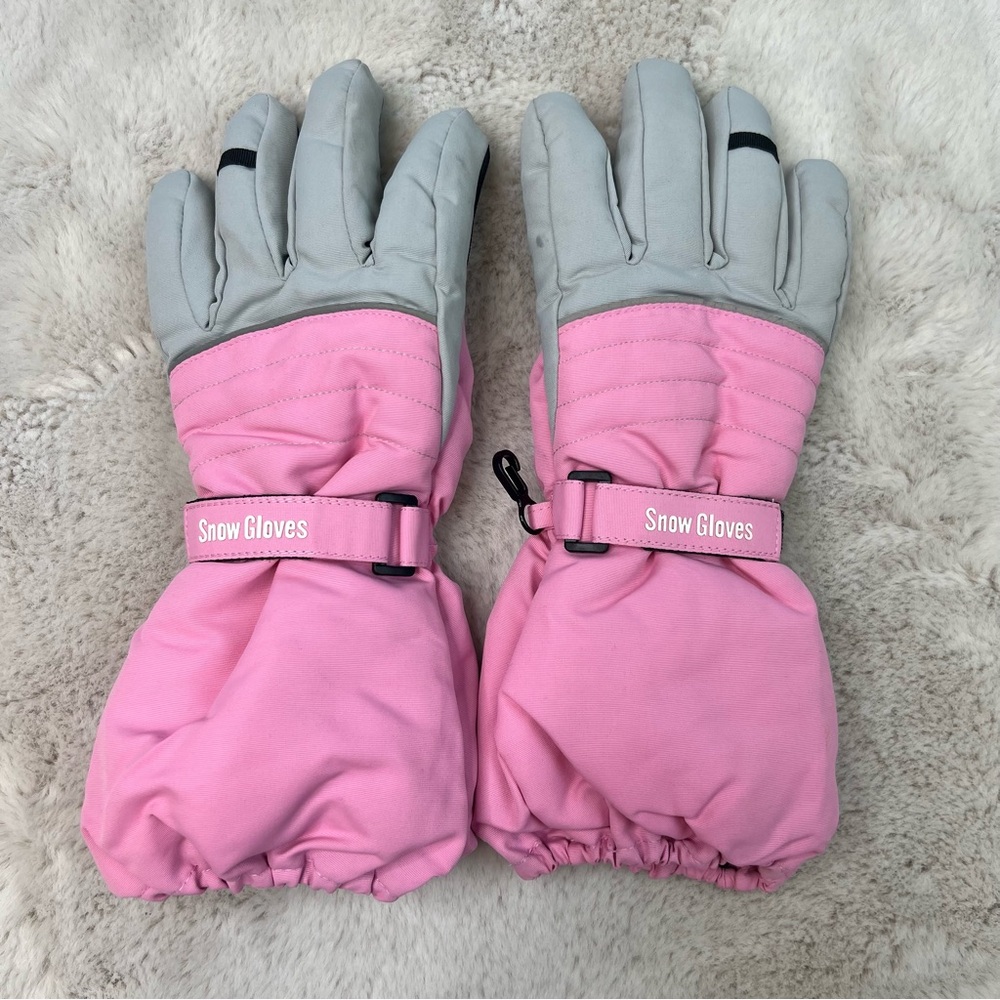 Warm Snow Gloves Mittens Pink Kids Size Large or Womens Size Small Fleece Lined